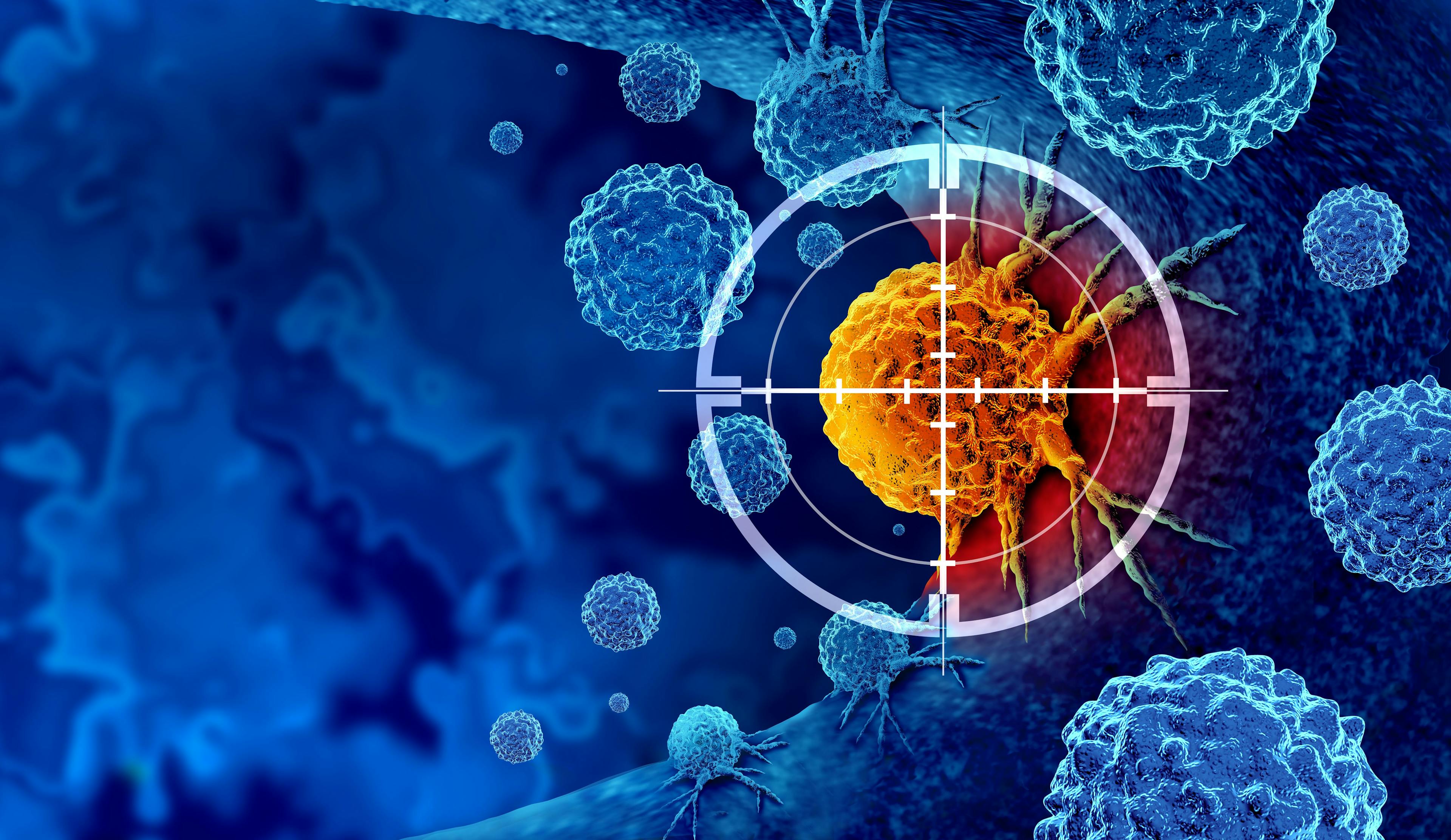 Cancer detection and screening as a treatment for malignant cells with a biopsy or testing caused by carcinogens and genetics with a cancerous cell as an immunotherapy symbol: © freshidea - stock.adobe.com


