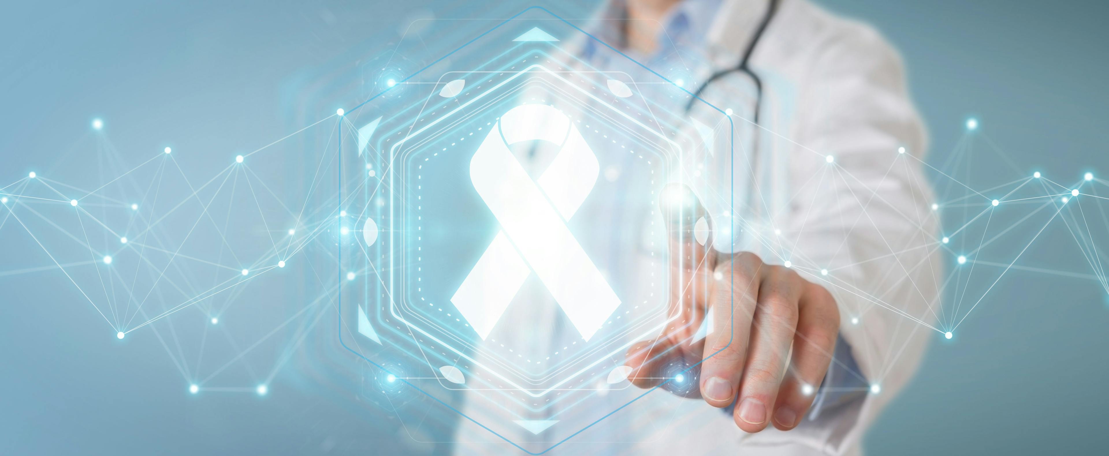 cancer care, cancer survivors, post cancer treatment, [Doctor using digital ribbon cancer interface 3D rendering] | Image Credit: [sdecoret] © Adobe Stock