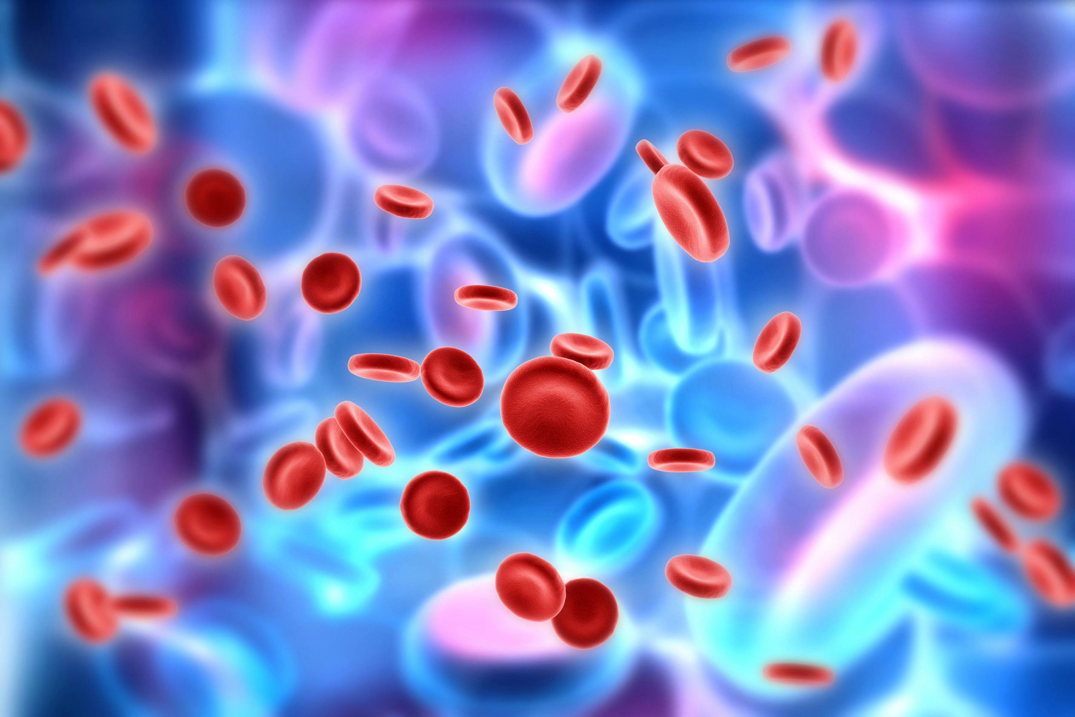 blood cancer, large b cell lymphoma, [Streaming blood cells in abstract design] | [Image Credit: © zketch {stock.adobe.com]