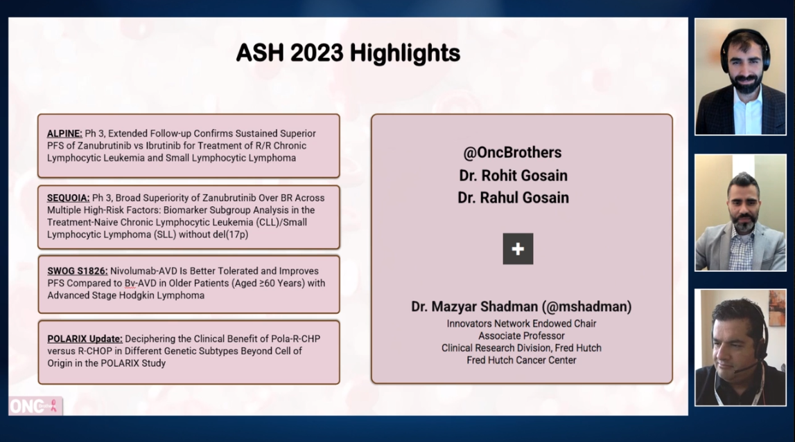 Rahul Gosain, MD; Rohit Gosain, MD; and Mazyar Shadman, MD, MPH, presenting slides