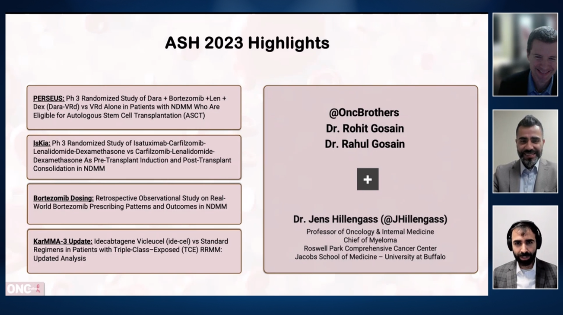 Jens Hillengass, MD, PhD; Rohit Gosain, MD; and Rahul Gosain, MD, presenting slides